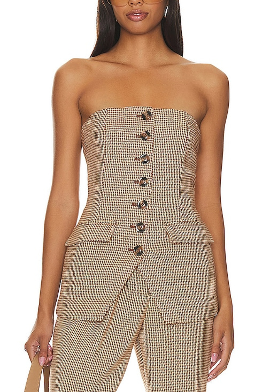 Favorite Daughter Tailored Brown Phoebe Bustier Top Size 2 NWT